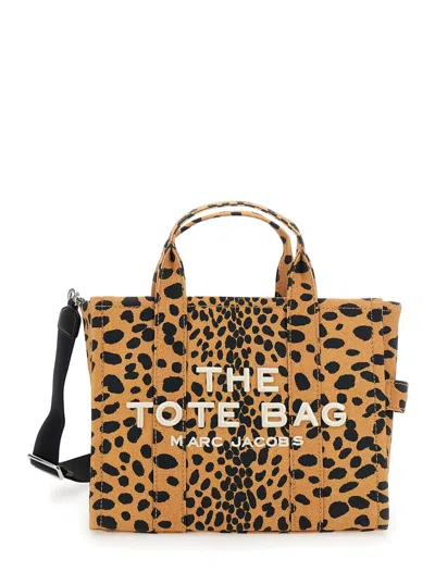 Marc Jacobs The Cheetah Canvas Medium Tote Bag In Brown
