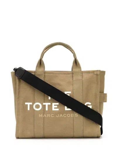 Marc Jacobs 'the Medium Tote' Brown Tote Bag With Logo Lettering On The Front In Cotton Woman