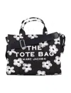 Marc Jacobs Daisy Print Canvas Medium Tote Bag With Adjustable Strap In Black