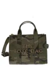 MARC JACOBS GREEN MEDIUM TOTE BAG WITH LOGO LETTERING EMBROIDERY AND CAMOU PRINT IN CANVAS WOMAN