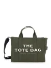 Marc Jacobs The Medium Tote Green Handbag With Logo Lettering On The Front In Cotton Woman In Green