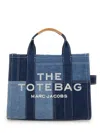 Marc Jacobs Medium Tote Handbag With Embroidered Logo And Contrast Patch In Blue