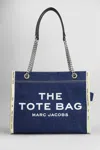 Marc Jacobs The Medium Tote In Blue Denim With Embroidered Logo In Blue