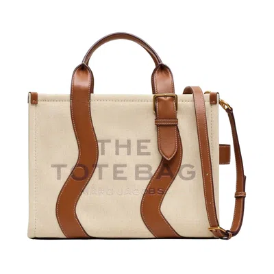 Pre-owned Marc Jacobs The Medium Wavy Canvas Tote Bag 'beige' | Tan | Women's Size Onesize In Brown