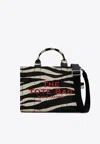 Marc Jacobs The Medium Zebra Canvas Tote Bag In Monochrome