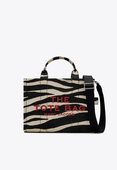 MARC JACOBS THE MEDIUM ZEBRA CANVAS TOTE BAG