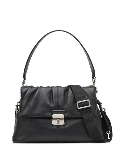 MARC JACOBS "THE MESSENGER BAG" LEATHER SHOULDER BAG,2R5HMS002H01 001 BLACK