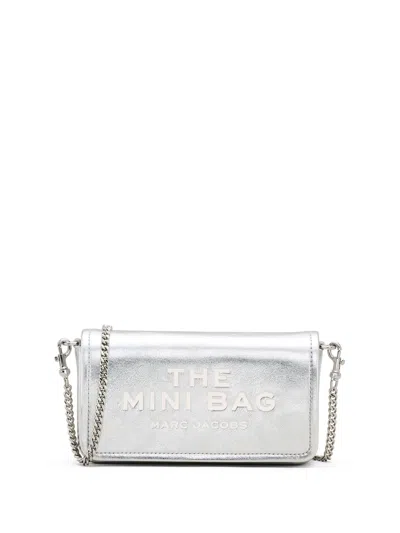 Marc Jacobs The Metallic Leather Chain Mini Bag Silver In 040