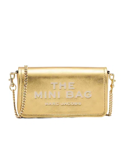 Marc Jacobs The Metallic Leather Chain Mini Bag In Gold