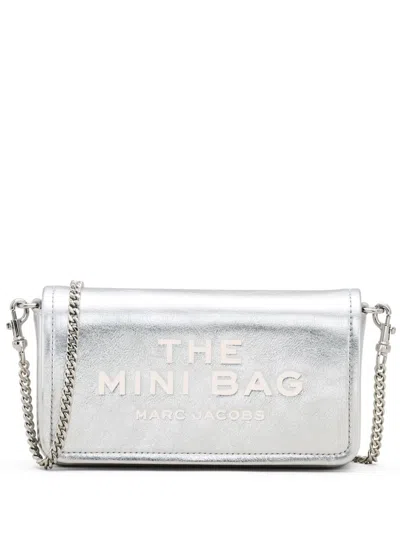 Marc Jacobs The Metallic Leather Chain Mini Bag In Silver