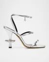 Marc Jacobs The Metallic Leather Daisy Sandals In Silver