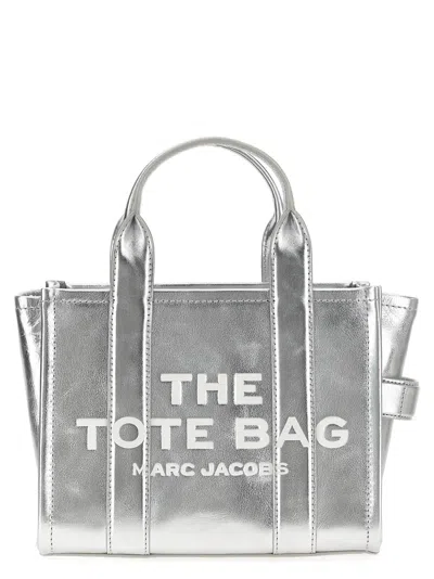 Marc Jacobs The Metallic Leather Small Tote Hand Bags Silver