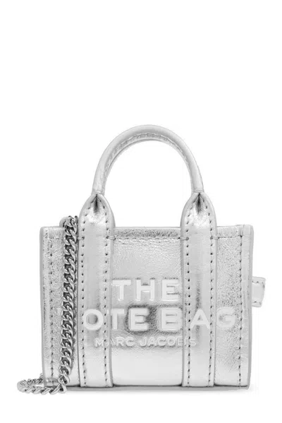 Marc Jacobs The Metallic Nano Tote Charm Keychain In Argento