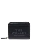 Marc Jacobs 'the Mini' Black Wallet With Engraved Logo On The Front In Hammered Leather Woman