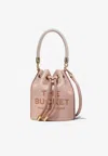 Marc Jacobs 'the Leather Bucket' Mini Pink Handbag With Drawstring And Front Logo In Pink