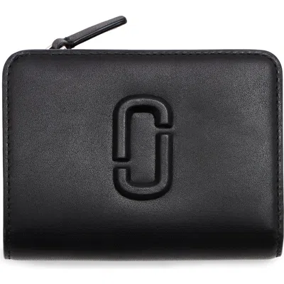 Marc Jacobs The Mini Compact Leather Bifold Wallet In Black