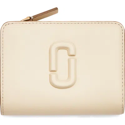 Marc Jacobs The Mini Compact Leather Bifold Wallet In Cloud White