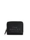 Marc Jacobs The Mini Black Wallet With Engraved Logo On The Front In Hammered Leather Woman