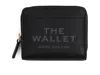 Marc Jacobs The Mini Black Wallet With Engraved Logo On The Front In Hammered Leather Woman In Black
