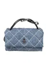Marc Jacobs The Mini Dual Shoulder Bag In Quilted Denim Color Indigo Blue In Purple