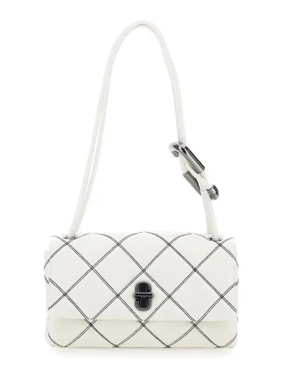 MARC JACOBS 'THE MINI DUAL' WHITE QUILTED SHOULDER BAG WITH DUAL DETAIL ON THE HANDLE IN LEATHER WOMAN