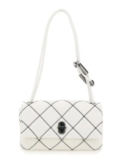 Marc Jacobs 'the Mini Dual' White Quilted Shoulder Bag With Dual Detail On The Handle In Leather Woman