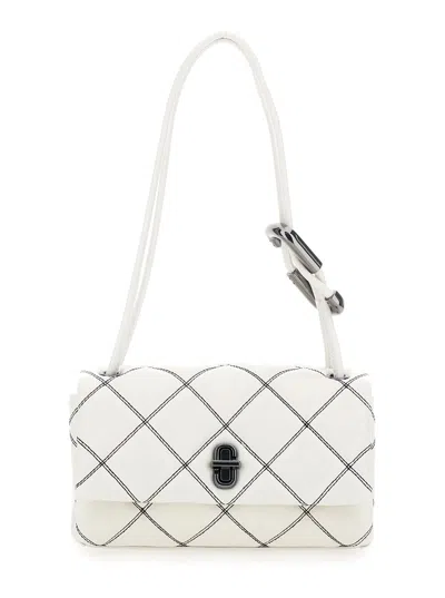 Marc Jacobs The Mini Dual White Quilted Shoulder Bag With Dual Detail On The Handle In Leather Woman