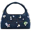 Marc Jacobs Denim Mini Sack Handbag With Embellished Design In Purple