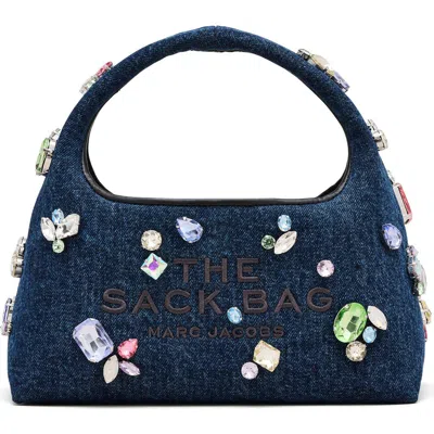 Marc Jacobs The Mini Embellished Denim Top Handle Bag In Purple