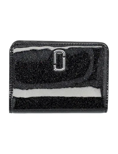 Marc Jacobs The Mini Glittered Compact Wallet In Black
