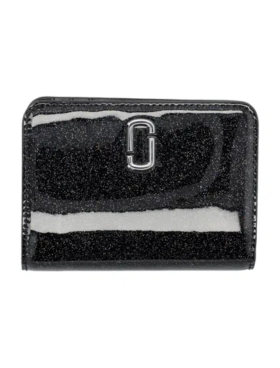 Marc Jacobs The Mini Glittered Compact Wallet In Black