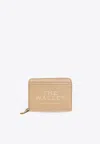 Marc Jacobs The Mini Grained Leather Compact Wallet In Beige