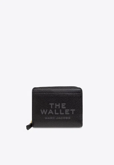Marc Jacobs The Mini Grained Leather Compact Wallet In Black