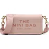 Marc Jacobs The Mini Bag Pink Crossbody Bag With Logo Detail In Hammered Leather Woman