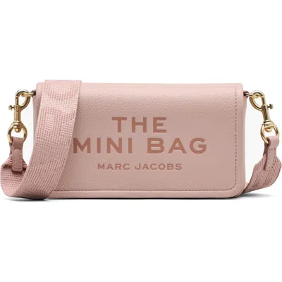 Marc Jacobs The Mini Bag Pink Crossbody Bag With Logo Detail In Hammered Leather Woman