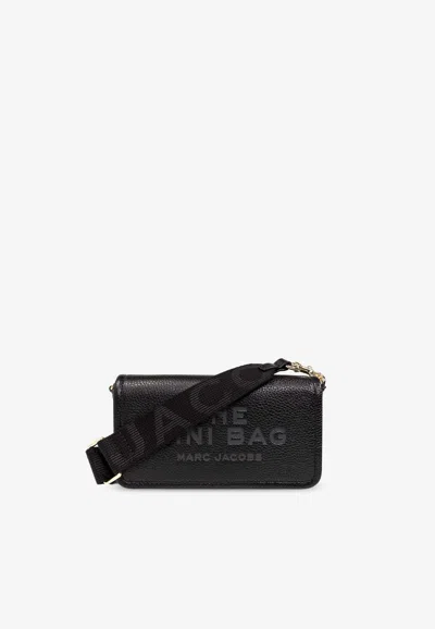 Marc Jacobs The Mini Logo Leather Shoulder Bag In Black