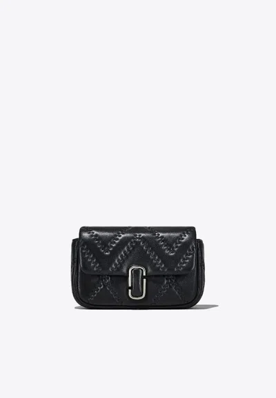 Marc Jacobs The Mini Quilted J Marc Crossbody Bag In Black