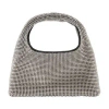 Marc Jacobs 'the Mini Sack' Metallic Handbag With Logo Patch On The Rear And All-over Crystal Embellishments In Silver