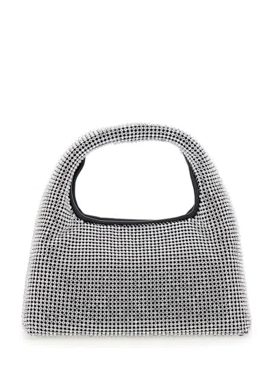 Marc Jacobs 'the Mini Sack' Metallic Handbag With Logo Patch On The Rear And All-over Crystal Embellishments In 