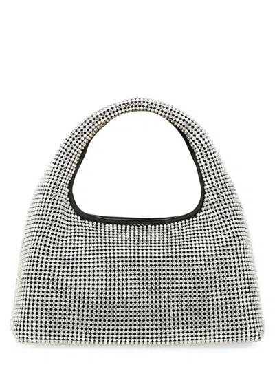 MARC JACOBS 'THE MINI SACK' METALLIC HANDBAG WITH LOGO PATCH ON THE REAR AND ALL-OVER CRYSTAL EMBELLISHMENTS IN 