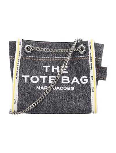Marc Jacobs The Mini Tote Bag Denim In Grey