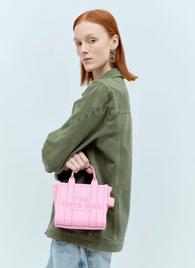 Marc Jacobs Mini Logo Leather Tote Bag In Pink