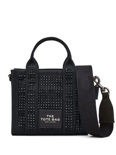 Marc Jacobs The Crystal Canvas Crossbody Tote Bag In Black Crystal/silver