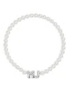 Marc Jacobs Mj Logo Lettering Pearl Necklace In White
