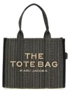 Marc Jacobs Large Jacquard Shopper Bag With Versatile Leather Handles In Black