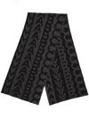 Marc Jacobs Wool Monogram-pattern Knit Scarf In Grey