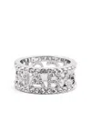 Marc Jacobs Logo-lettering Crystal-embellishment Ring In Silver