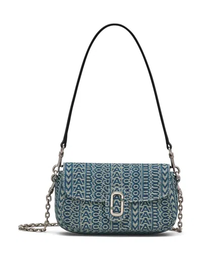 Marc Jacobs The Sun Faded Denim Small J Marc Shoulder Bag In 蓝色