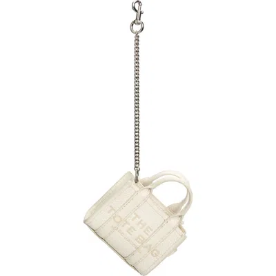 Marc Jacobs The Nano Tote Bag Charm In Cotton/silver