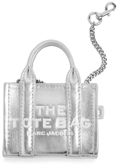 Marc Jacobs The Nano Tote Bag Metallic Charm In Silver